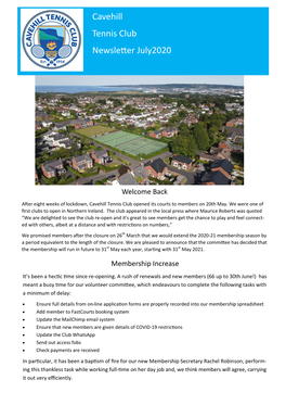 Cavehill Tennis Club Newsletter July2020