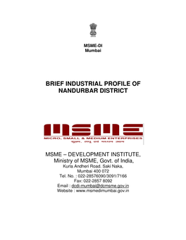 Brief Industrial Profile of Nandurbar District
