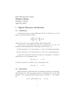 Stat 8112 Lecture Notes Markov Chains Charles J. Geyer April 29, 2012