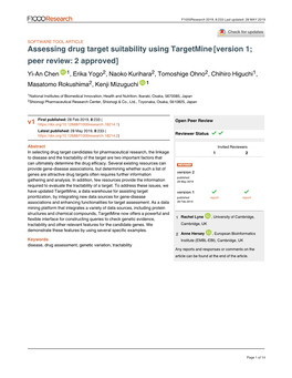Assessing Drug Target Suitability Using Targetmine[Version 1; Peer Review