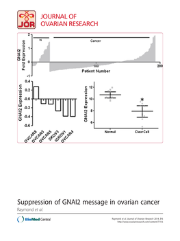 Suppression of GNAI2 Message in Ovarian Cancer Raymond Et Al