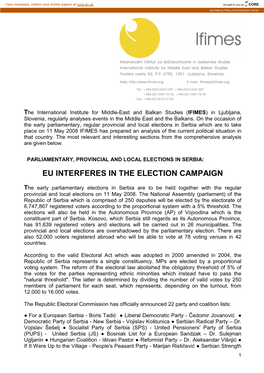Eu Interferes in the Election Campaign