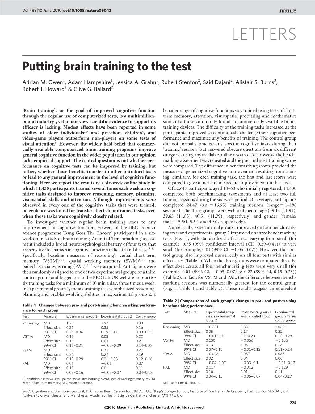 Putting Brain Training to the Test