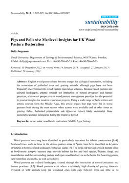 Pigs and Pollards: Medieval Insights for UK Wood Pasture Restoration