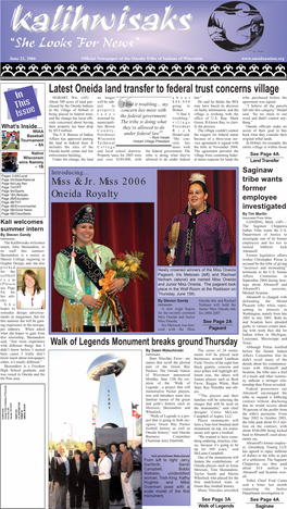 June 22, 2006 Official Newspaper of the Oneida Tribe of Indians of Wisconsin