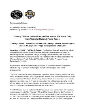 Cowboy Channel to Broadcast and Live Stream 10+ Hours Daily from Wrangler National Finals Rodeo