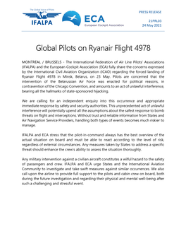 Global Pilots on Ryanair Flight 4978