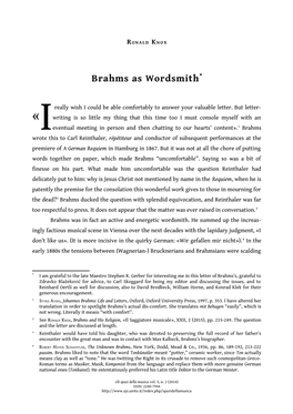 Brahms As Wordsmith*