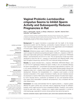 Vaginal Probiotic Lactobacillus Crispatus Seems to Inhibit Sperm Activity and Subsequently Reduces Pregnancies in Rat
