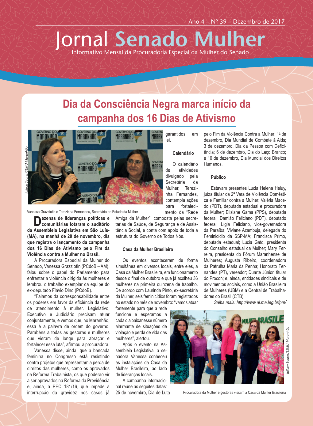 Jornal Senado Mulher Dezembro 2017