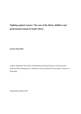 Fighting Against Erasure: the Case of the Black, Childfree and Professional Woman in South Africa