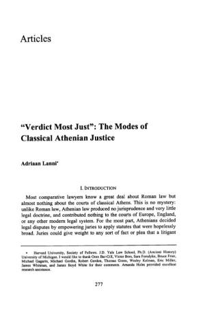The Modes of Classical Athenian Justice