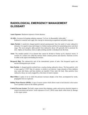 Radiological Emergency Management Glossary