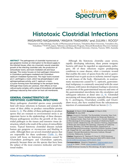 Histotoxic Clostridial Infections MASAHIRO NAGAHAMA,1 MASAYA TAKEHARA,1 and JULIAN I