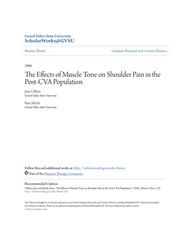The Effects of Muscle Tone on Shoulder Pain in the Post-CVA Population" (1994)