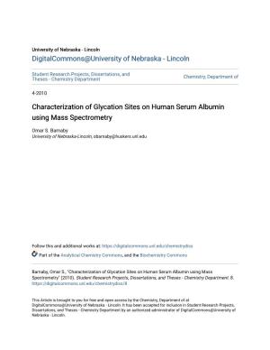 Characterization of Glycation Sites on Human Serum Albumin Using Mass Spectrometry