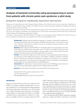 Analysis of Bacterial Community Using Pyrosequencing in Semen from Patients with Chronic Pelvic Pain Syndrome: a Pilot Study