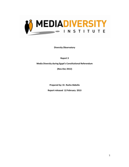 1 Diversity Observatory Report 3 Media Diversity During Egypt's