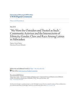 Community Activism and the Intersections of Ethnicity, Gender, Class, and Race Among Latinas in Milwaukee Patricia Torres Nájera University of Wisconsin-Milwaukee