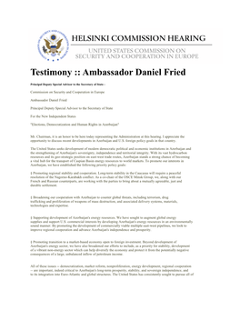 Testimony :: Ambassador Daniel Fried