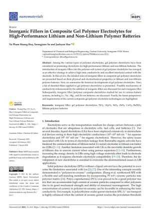 Inorganic Fillers in Composite Gel Polymer Electrolytes for High-Performance Lithium and Non-Lithium Polymer Batteries