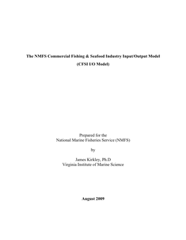 The NMFS Commercial Fishing & Seafood Industry Input/Output Model