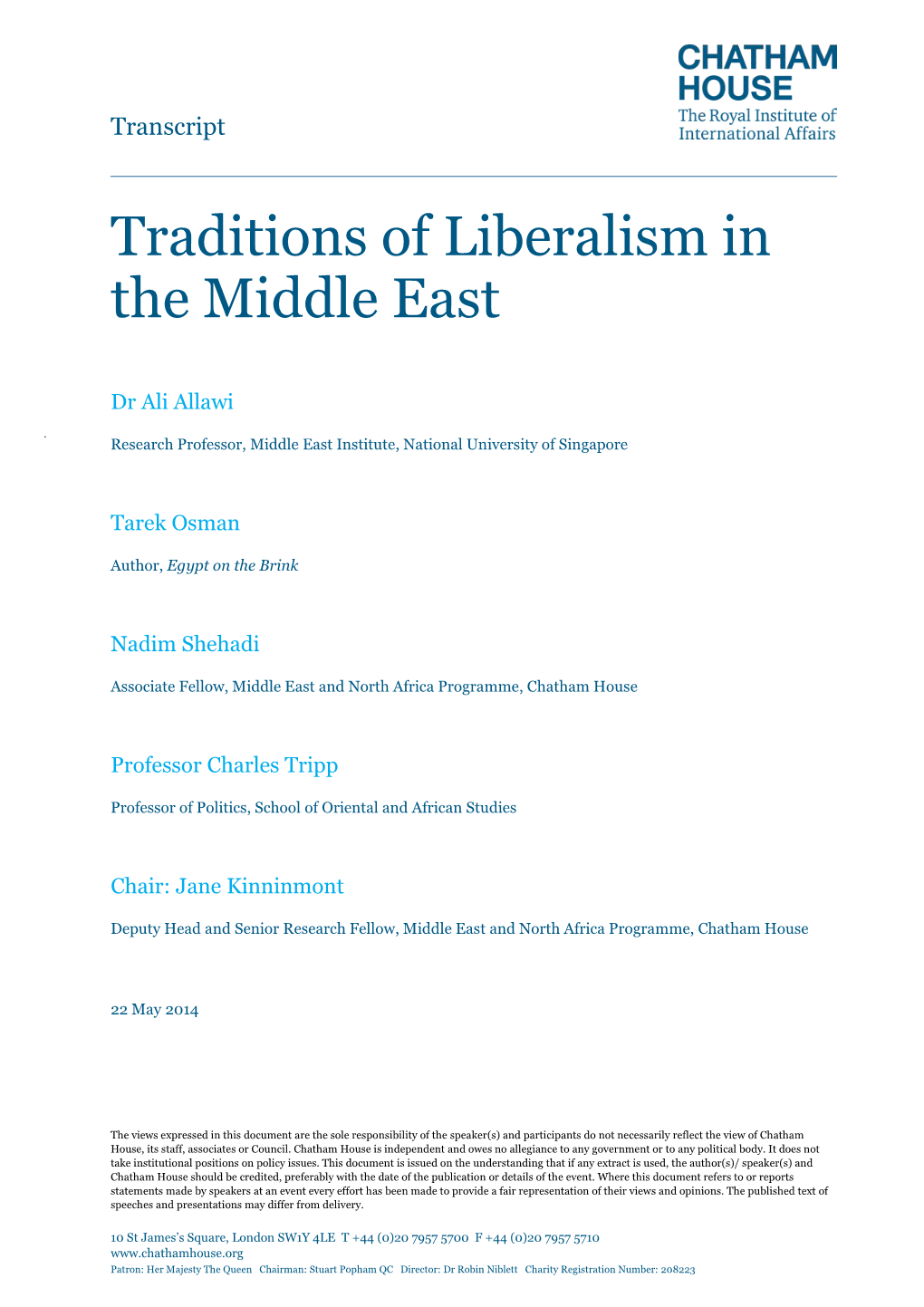 Traditions of Liberalism in the Middle East