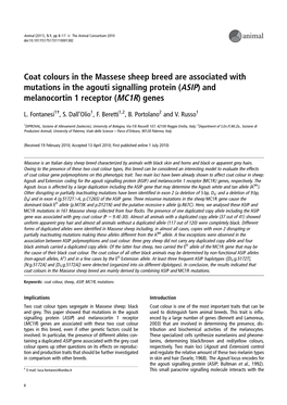 Coat Colours in the Massese Sheep Breed Are Associated with Mutations in the Agouti Signalling Protein (ASIP) and Melanocortin 1 Receptor (MC1R) Genes