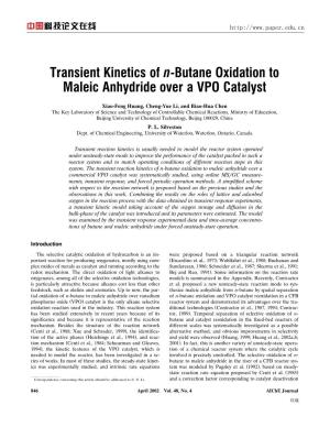 Transient Kinetics of N-Butane Oxidation to Maleic Anhydride Over a VPO Catalyst