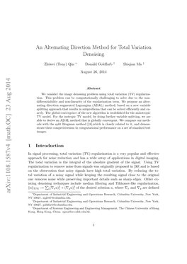 An Alternating Direction Method for Total Variation Denoising