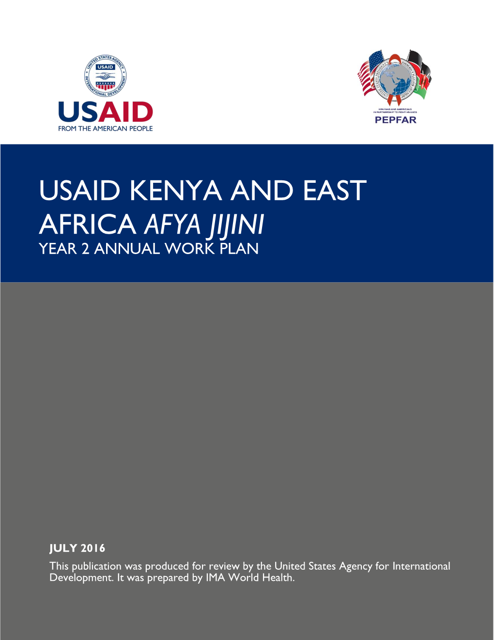 Usaid Kenya and East Africa Afya Jijini Year 2 Annual Work Plan