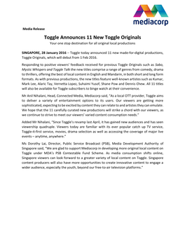 Toggle Announces 11 New Toggle Originals Your One Stop Destination for All Original Local Productions