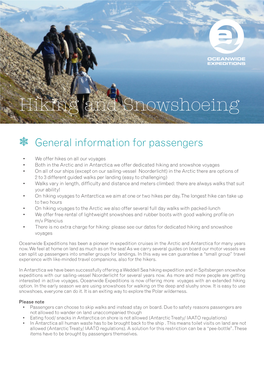 Hiking and Snowshoeing E General Information for Passengers