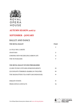 The Royal Ballet Autumn Season 2016/17