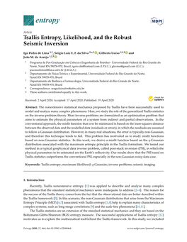 Tsallis Entropy, Likelihood, and the Robust Seismic Inversion