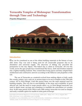 Terracotta Temples of Bishnupur: Transformation Through Time and Technology Priyanka Mangaonkar