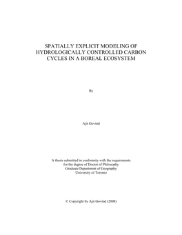 Spatially Explicit Modeling of Hydrologically Controlled Carbon Cycles in a Boreal Ecosystem