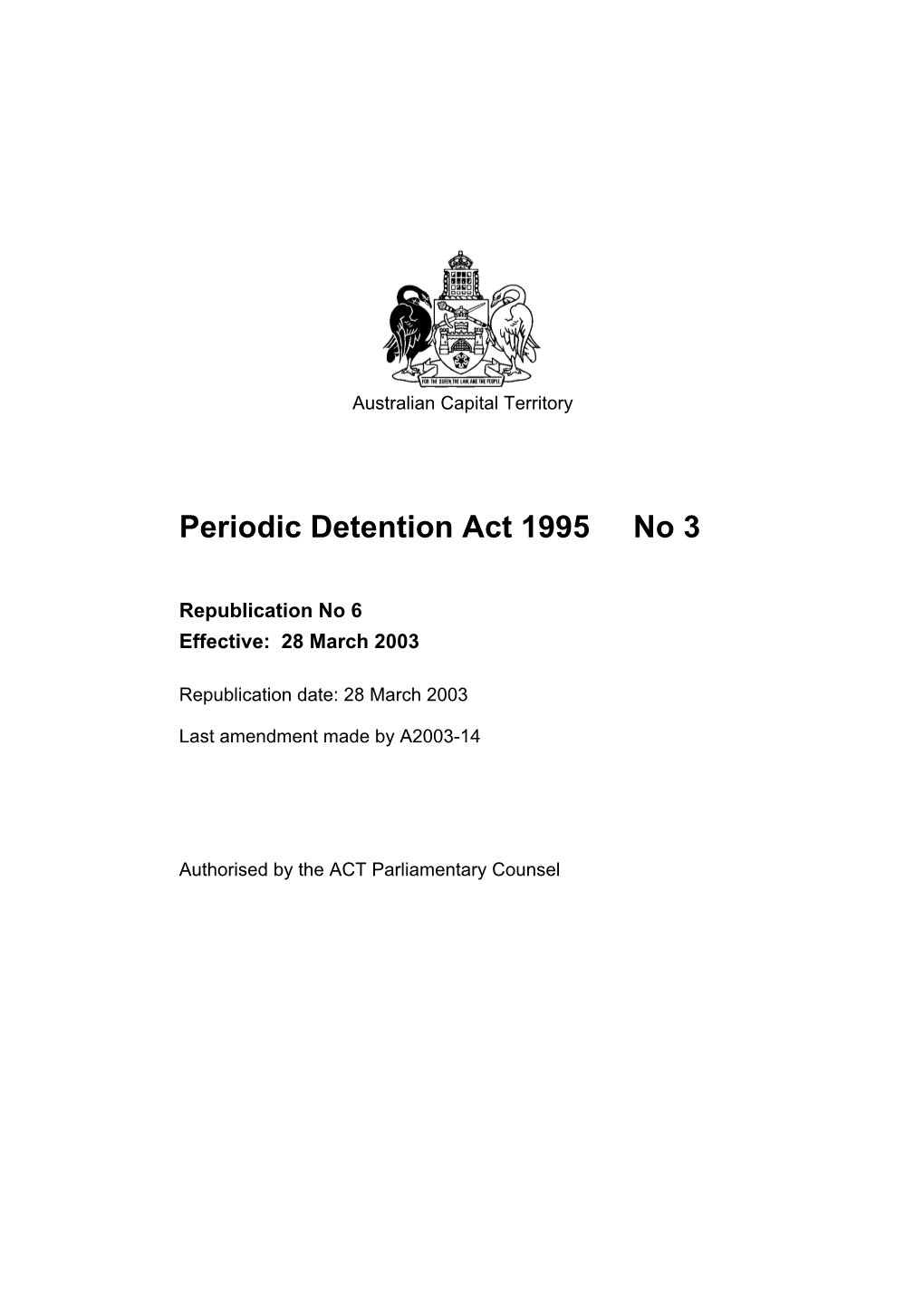 Periodic Detention Act 1995 No 3