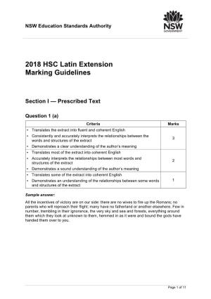 2018 HSC Latin Extension Marking Guidelines