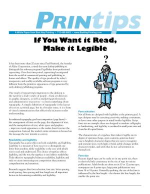 If You Want It Read, Make It Legible-White Paper
