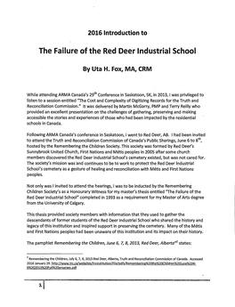 The Failure of the Red Deer Industrial School