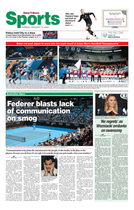 Federer Blasts Lack of Communication on Smog