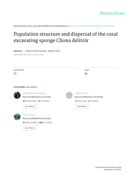 Population Structure and Dispersal of the Coral Excavating Sponge Cliona Delitrix