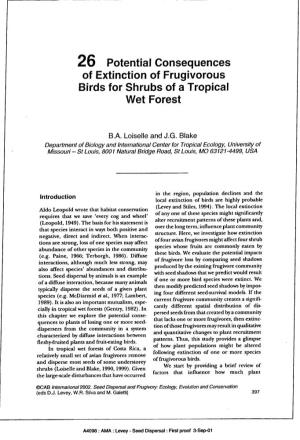 26 Potential Consequences of Extinction of Frugivorous Birds for Shrubs of a Tropical Wet Forest
