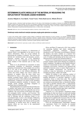 Determining Elastic Modulus of the Material by Measuring the Deflection of the Beam Loaded in Bending