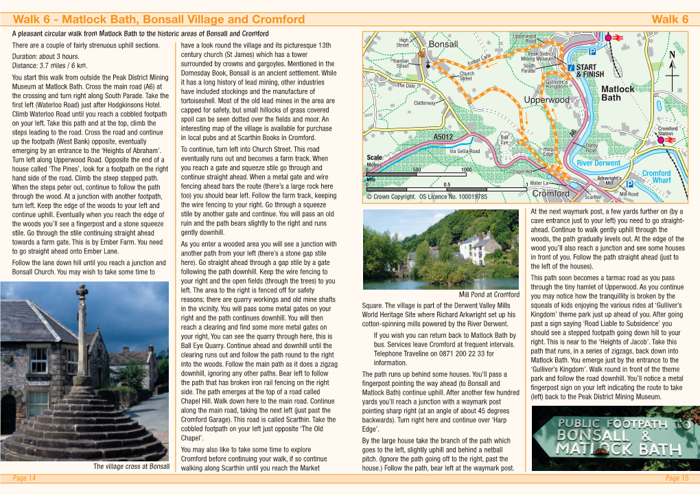 Walk 6 - Matlock Bath, Bonsall Village and Cromford C Walk 6