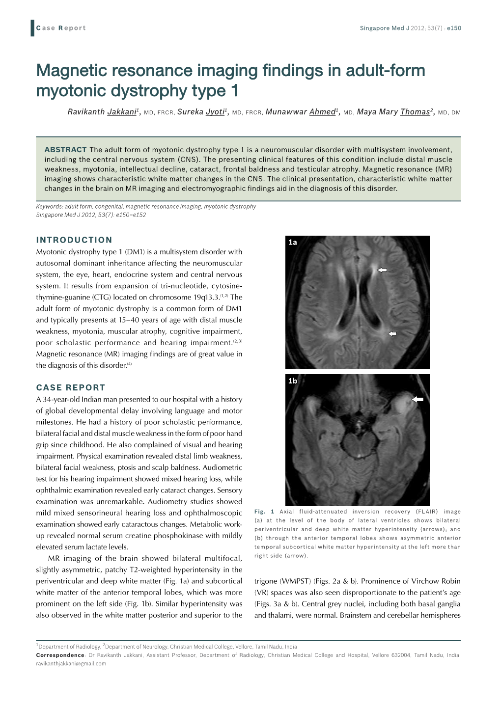 Magnetic Resonance Imaging Findings in Adult-Form Myotonic Dystrophy Type 1