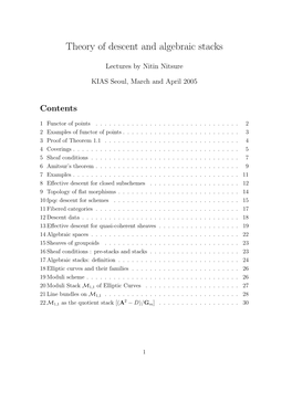 Theory of Descent and Algebraic Stacks