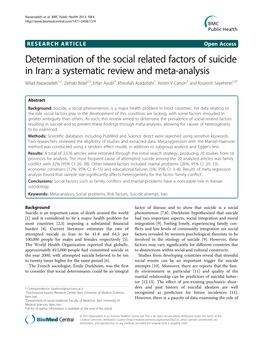 Determination of the Social Related Factors of Suicide in Iran