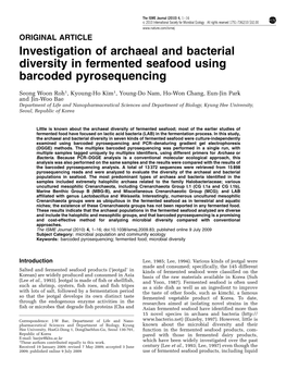 Investigation of Archaeal and Bacterial Diversity in Fermented Seafood Using Barcoded Pyrosequencing